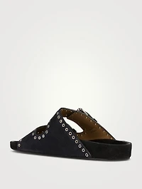 Lennyo Grommet Suede Slide Sandals