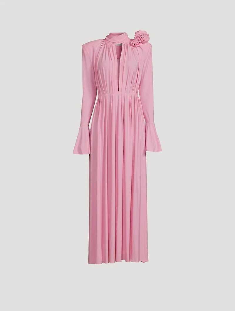 Pleated Crepe Jersey Maxi Dress