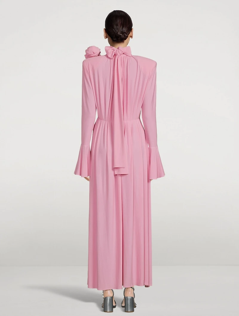 Pleated Crepe Jersey Maxi Dress