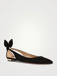 Bow Tie Suede Ballet Flats