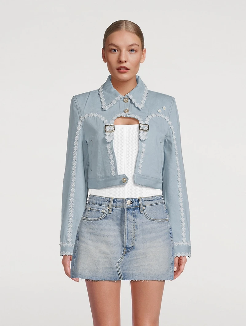 Cut-Out Arch Denim Jacket