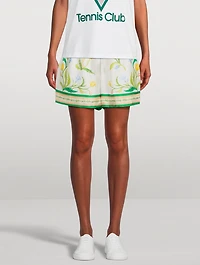 L'Arche Fleurie Silk Shorts
