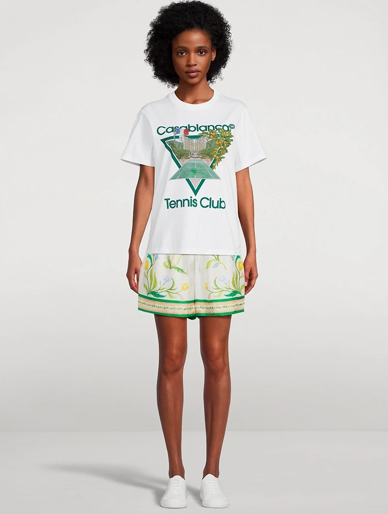 L'Arche Fleurie Silk Shorts
