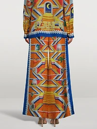 Wide-Leg Silk Trousers Escalier Infini Print