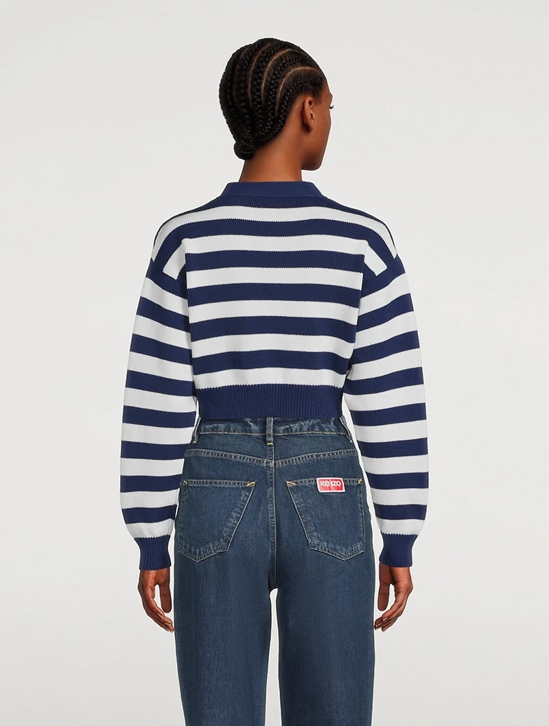 Striped Jacquard Cropped Cardigan