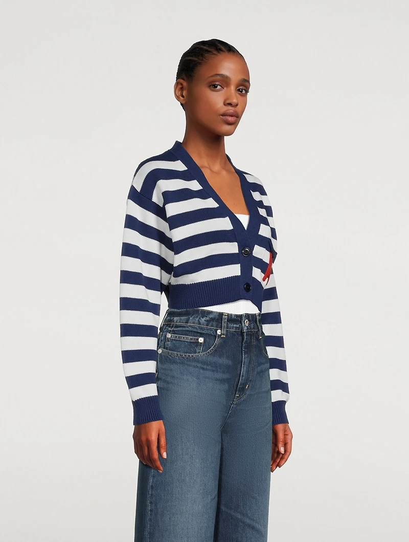 Striped Jacquard Cropped Cardigan