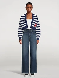 Striped Jacquard Cropped Cardigan