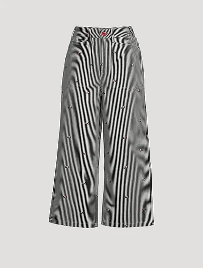 Sumire Cropped Wide-Leg Jeans Stripe Print