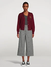 Sumire Cropped Wide-Leg Jeans Stripe Print