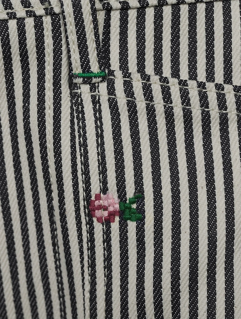 Sumire Cropped Wide-Leg Jeans Stripe Print