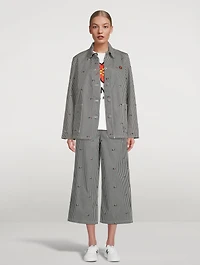 Workwear Denim Jacket Stripe Print