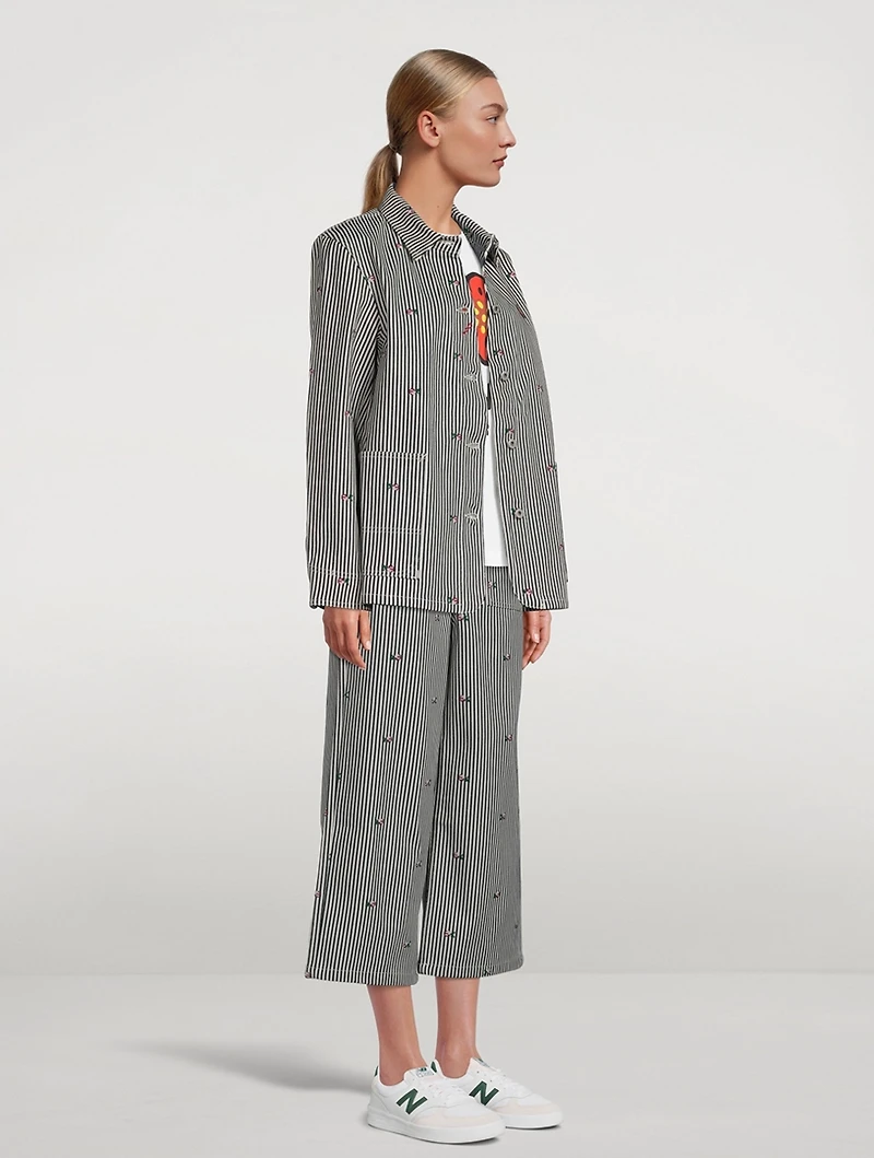 Workwear Denim Jacket Stripe Print