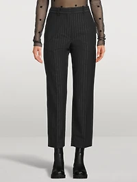 Cropped Wool Trousers Stripe Print