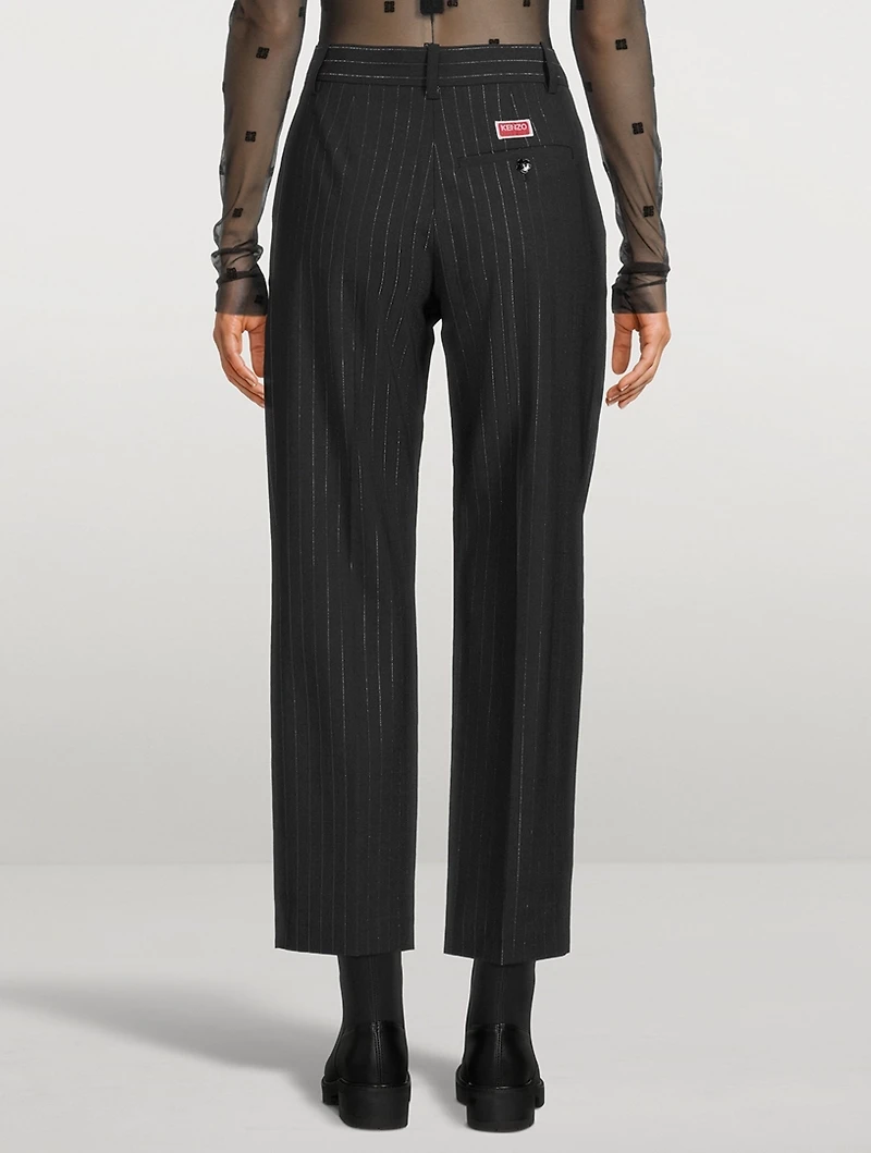 Cropped Wool Trousers Stripe Print