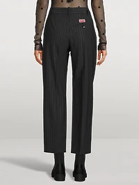 Cropped Wool Trousers Stripe Print