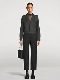 Cropped Wool Trousers Stripe Print