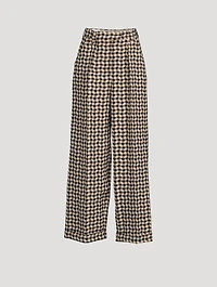 Wide-Leg Trousers Gingham Print