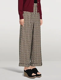 Wide-Leg Trousers Gingham Print