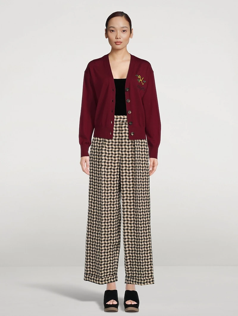 Wide-Leg Trousers Gingham Print