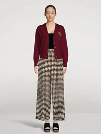 Wide-Leg Trousers Gingham Print