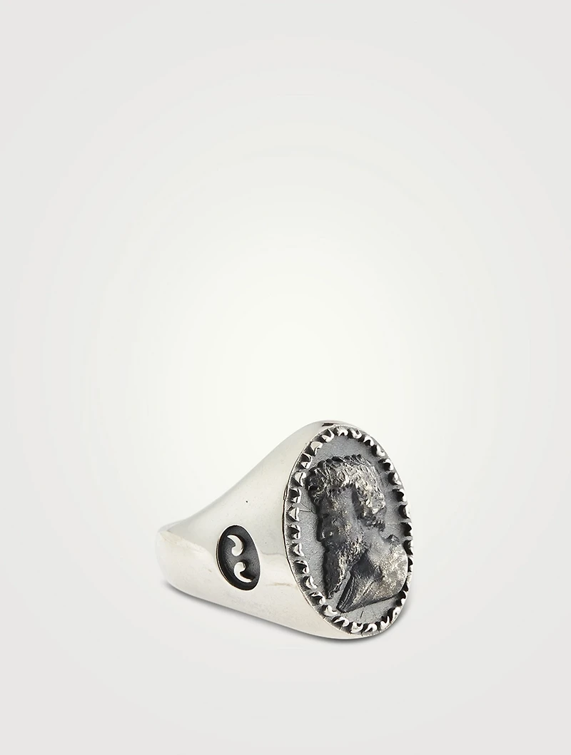 Moneta Oxidized And Polished Silver Ring With Pearl