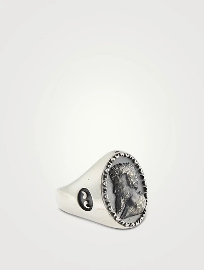 Moneta Oxidized And Polished Silver Ring With Pearl