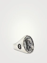 Moneta Oxidized And Polished Silver Ring With Pearl