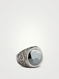 Ara Burnished Silver Ring With Hematite