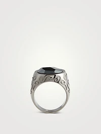 Ara Burnished Silver Ring With Hematite