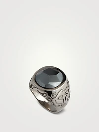 Ara Burnished Silver Ring With Hematite