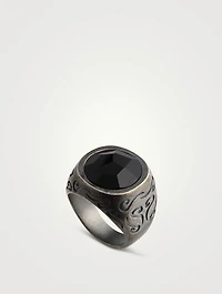 Ara Oxidized Silver Ring With Onyx