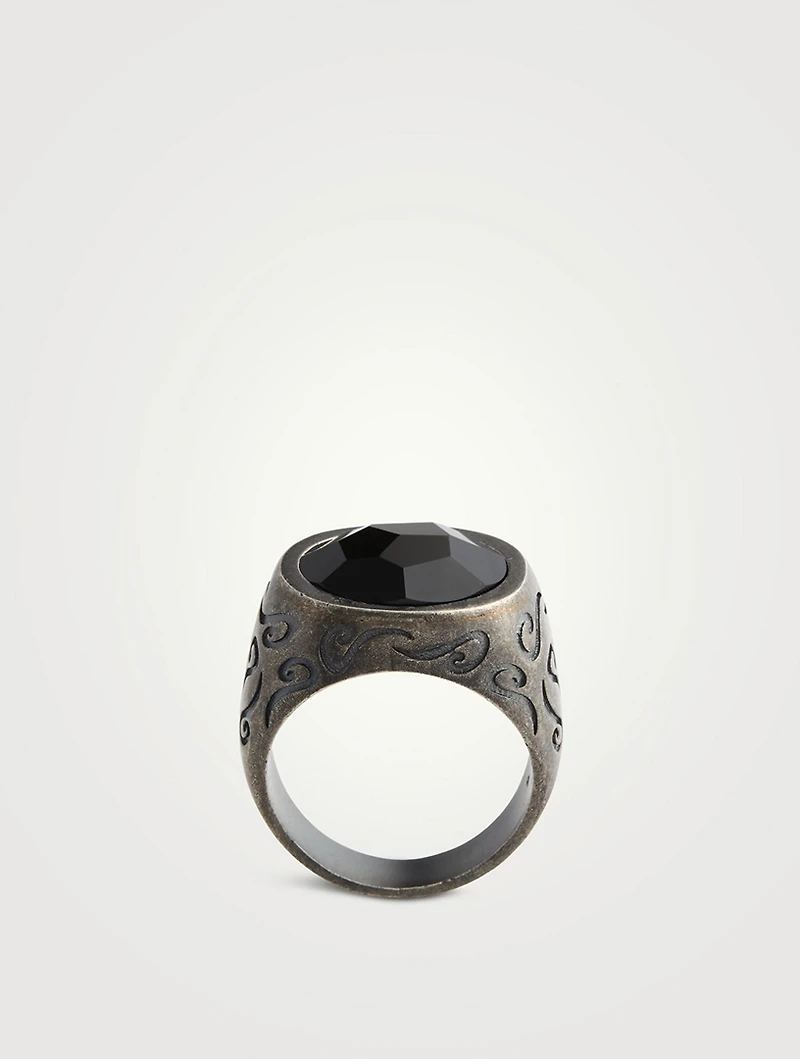 Ara Oxidized Silver Ring With Onyx