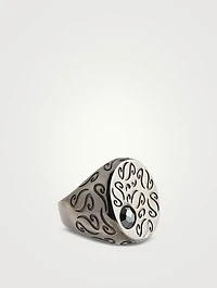 Ara Burnished Silver Ring With Onyx
