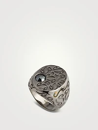 Ara Burnished Silver Ring With Onyx