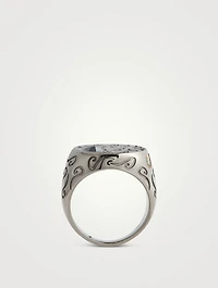 Ara Burnished Silver Ring With Onyx