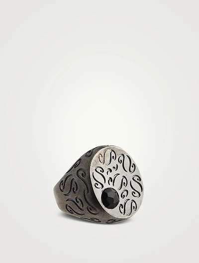 Ara Oxidized Silver Ring With Pyrite