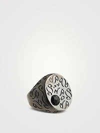 Ara Oxidized Silver Ring With Pyrite