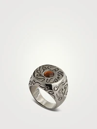 Ara Burnished Silver Ring With Brown Tiger Eye