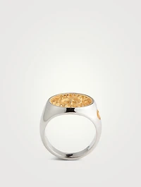 Moneta Silver And 18K Yellow Gold Ring