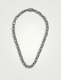 Warrior Oxidized Silver Link Necklace