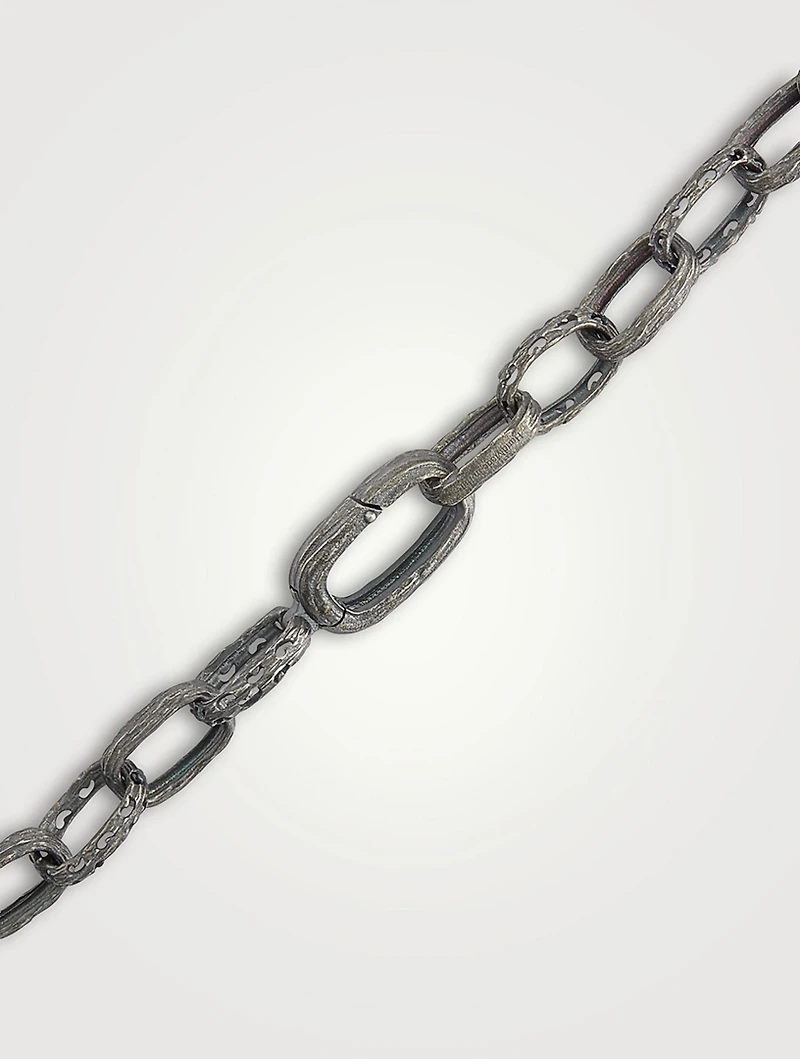 Warrior Oxidized Silver Link Necklace