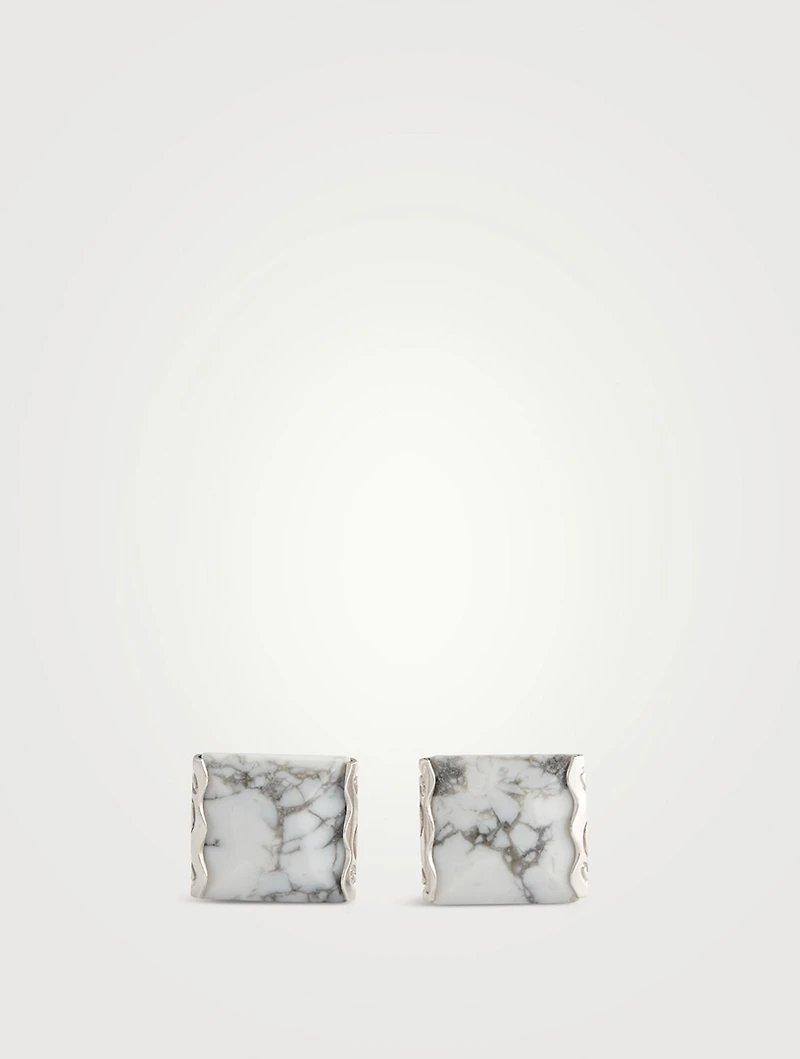 Ara Silver Square Gemstone Cufflinks With Howlite