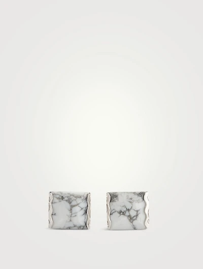 Ara Silver Square Gemstone Cufflinks With Howlite