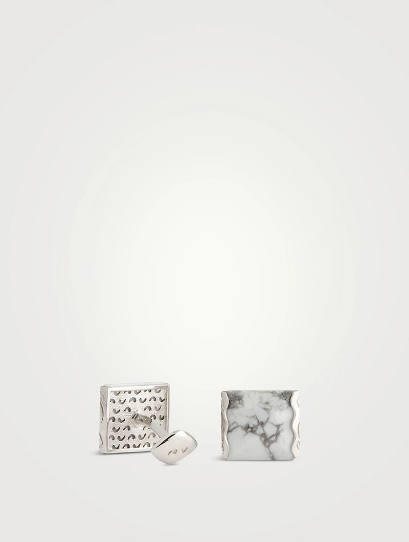 Ara Silver Square Gemstone Cufflinks With Howlite