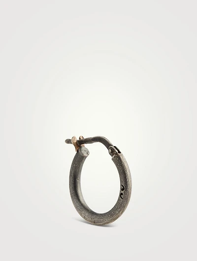 Slick Oxidized Silver Hoop Earring