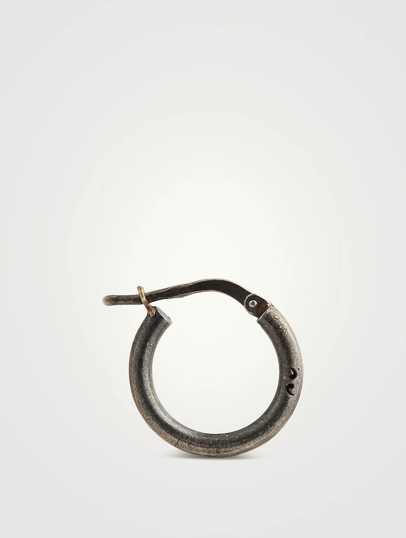 Slick Oxidized Silver Hoop Earring