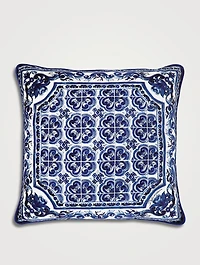 Blue Mediterraneo Velvet Cushion, 24-Inch