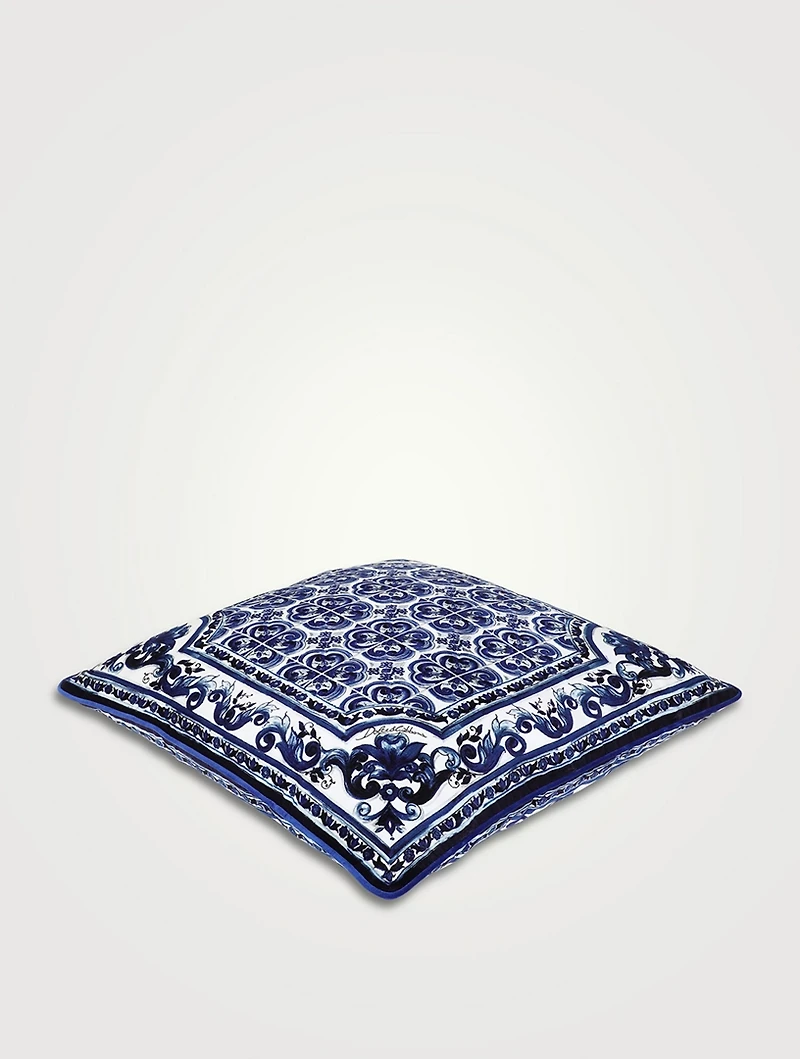 Blue Mediterraneo Velvet Cushion, 24-Inch