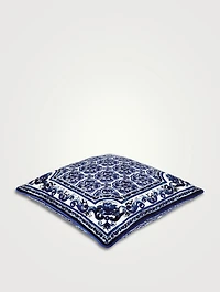 Blue Mediterraneo Velvet Cushion, 24-Inch