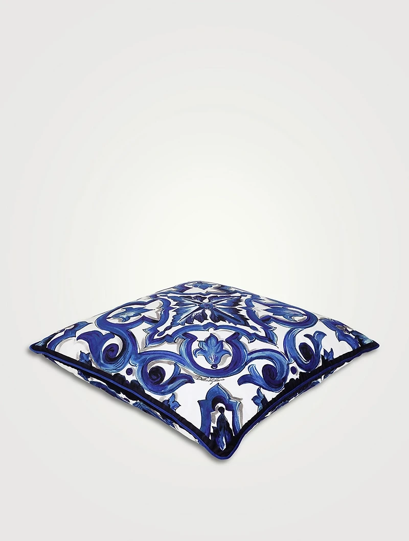 Blue Mediterraneo Velvet Cushion, 30-Inch
